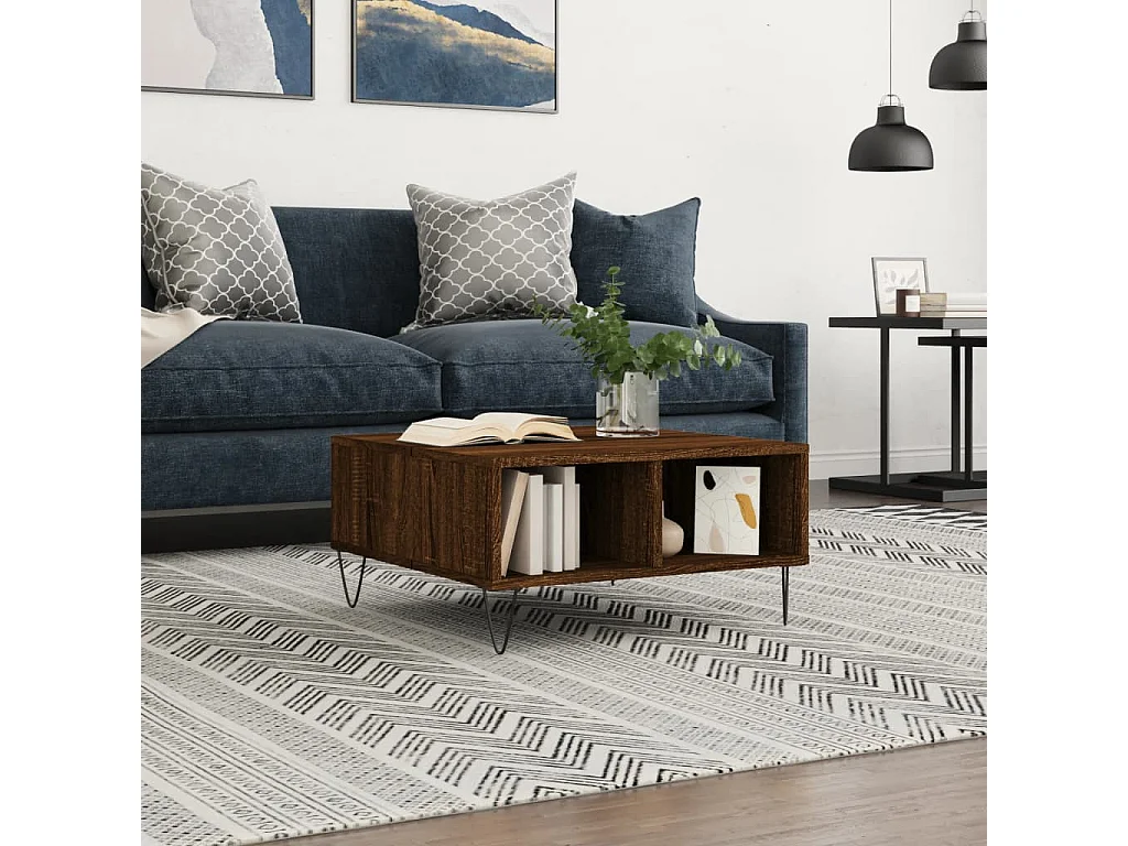 Mesa de centro 60x60x30 cm derivados madeira carvalho castanho