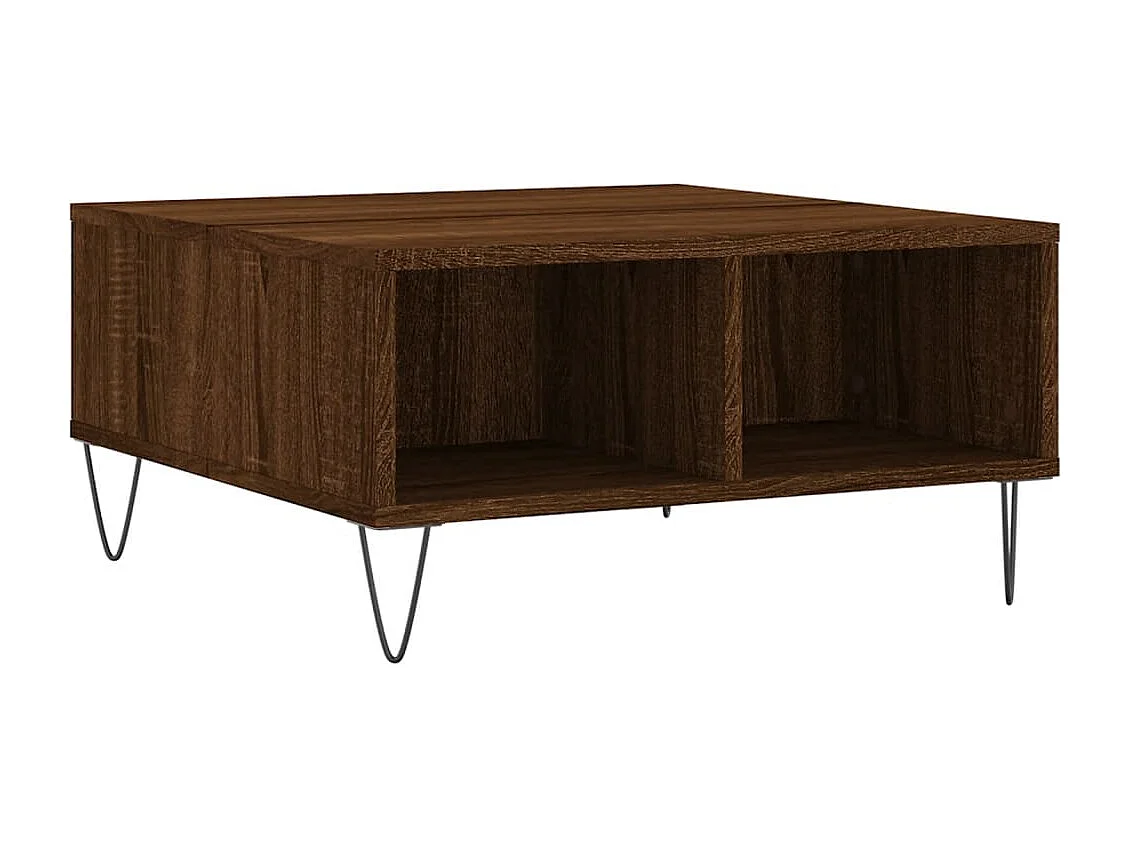 Mesa de centro 60x60x30 cm derivados madeira carvalho castanho