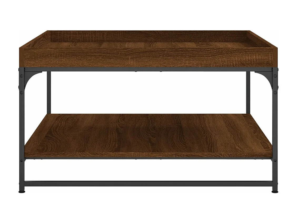 Table basse chêne marron 80x80x45 cm bois d'ingénierie et fer