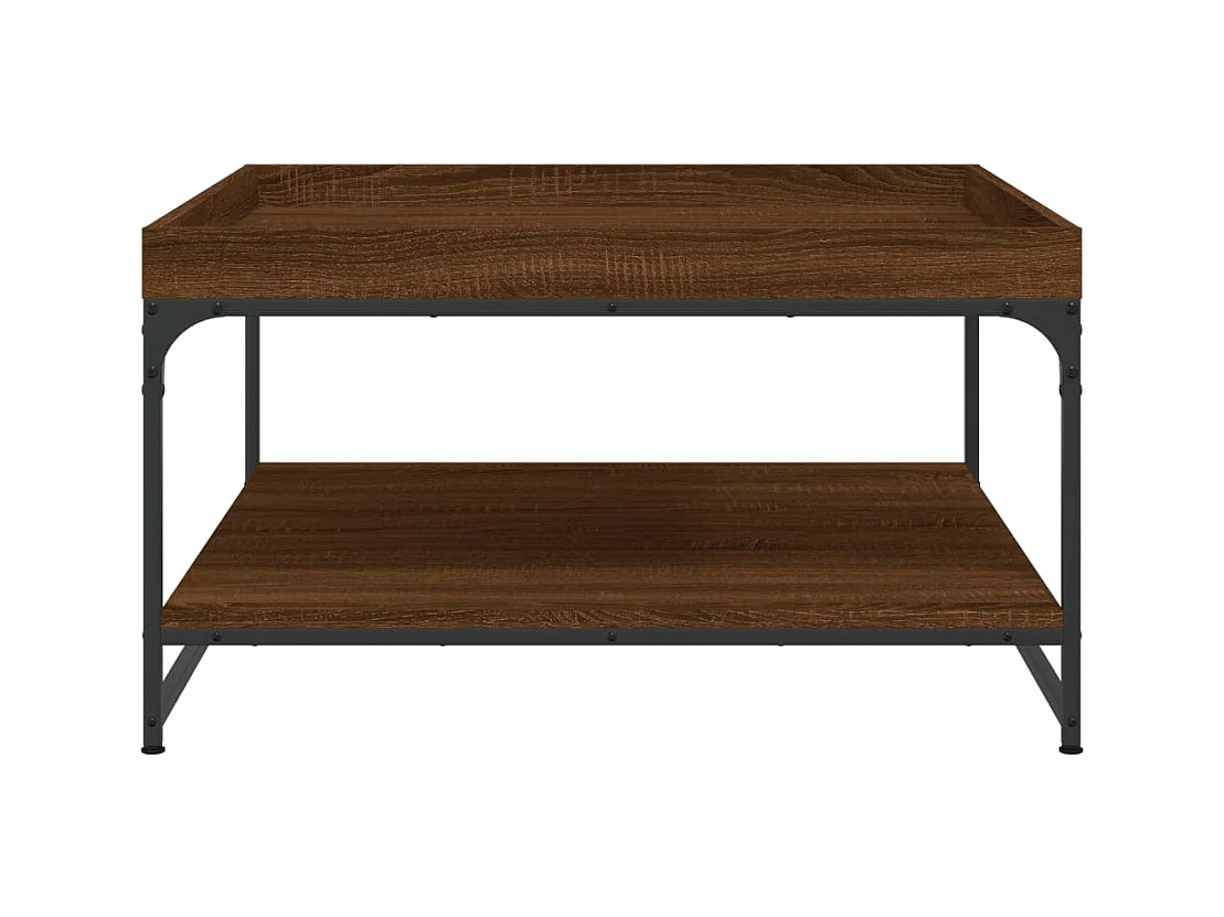 Couchtisch Braun Eichen-Optik 80x80x45 cm Holzwerkstoff Eisen