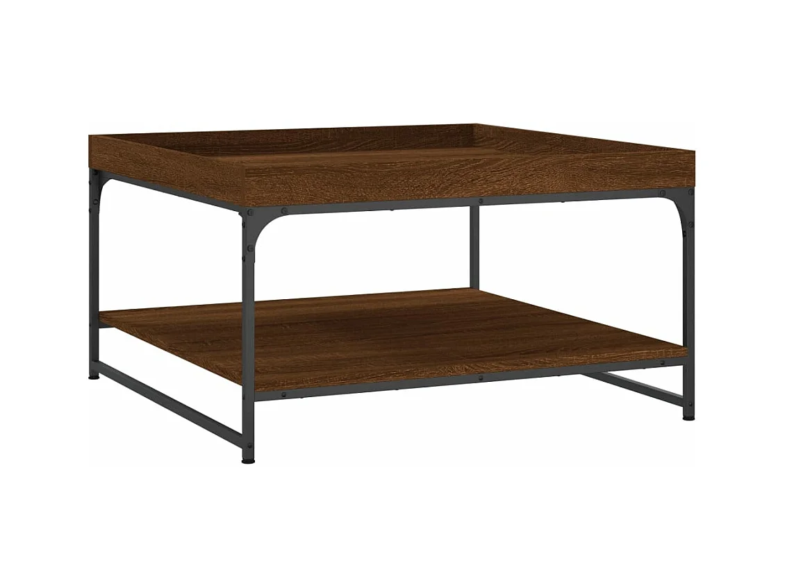 Couchtisch Braun Eichen-Optik 80x80x45 cm Holzwerkstoff Eisen