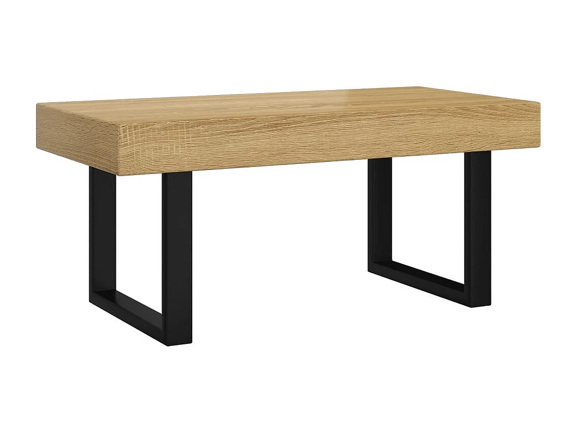Salontafel 90x45x40 cm MDF en ijzer lichtbruin en zwart