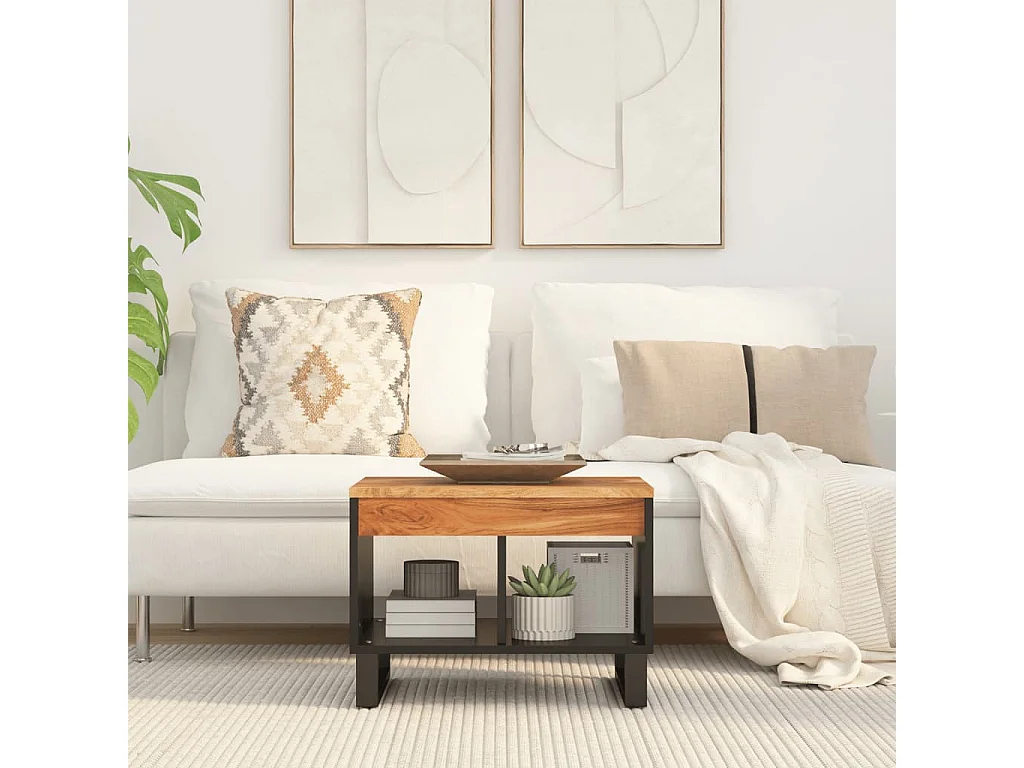 Tavolino da Salotto 55x50x40 cm in Legno Massello di Acacia