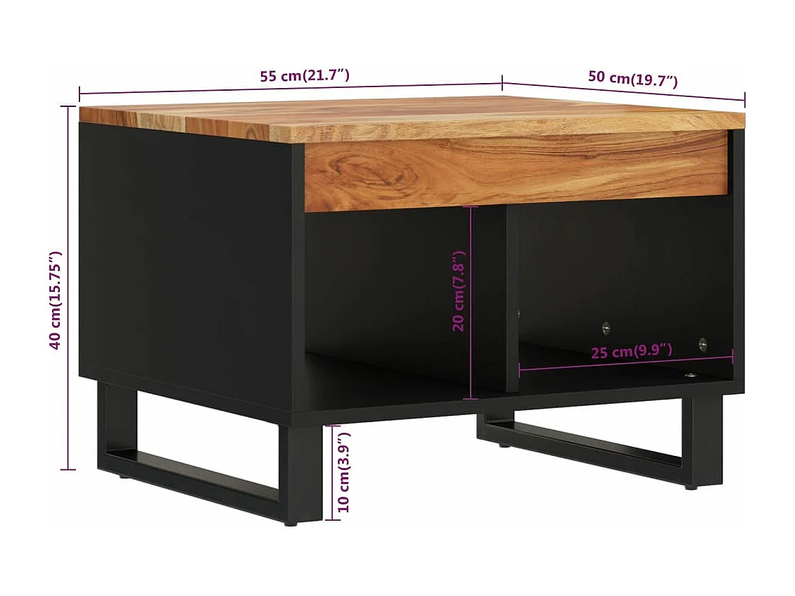 Tavolino da Salotto 55x50x40 cm in Legno Massello di Acacia