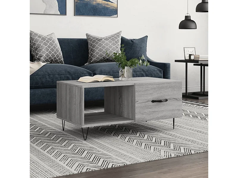 Table basse sonoma gris 90x50x40 cm bois d'ingénierie