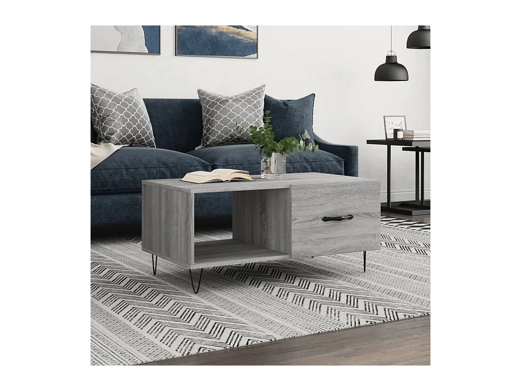 Table basse sonoma gris 90x50x40 cm bois d'ingénierie