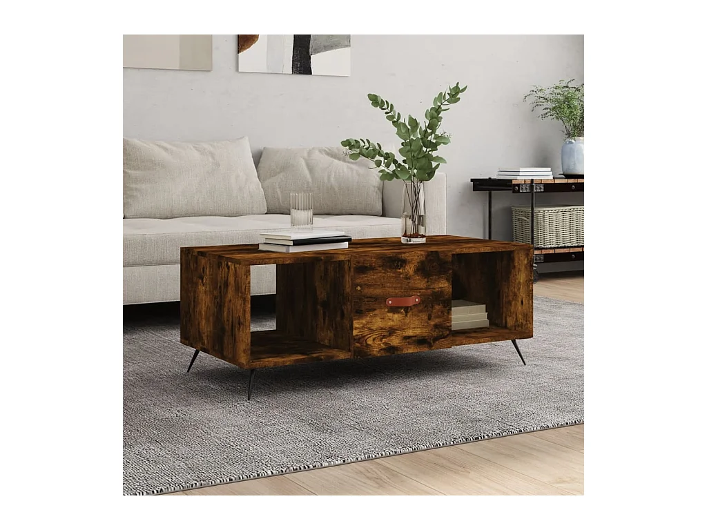 Tavolino da Salotto Rovere Fumo 102x50x40 cm Legno Multistrato