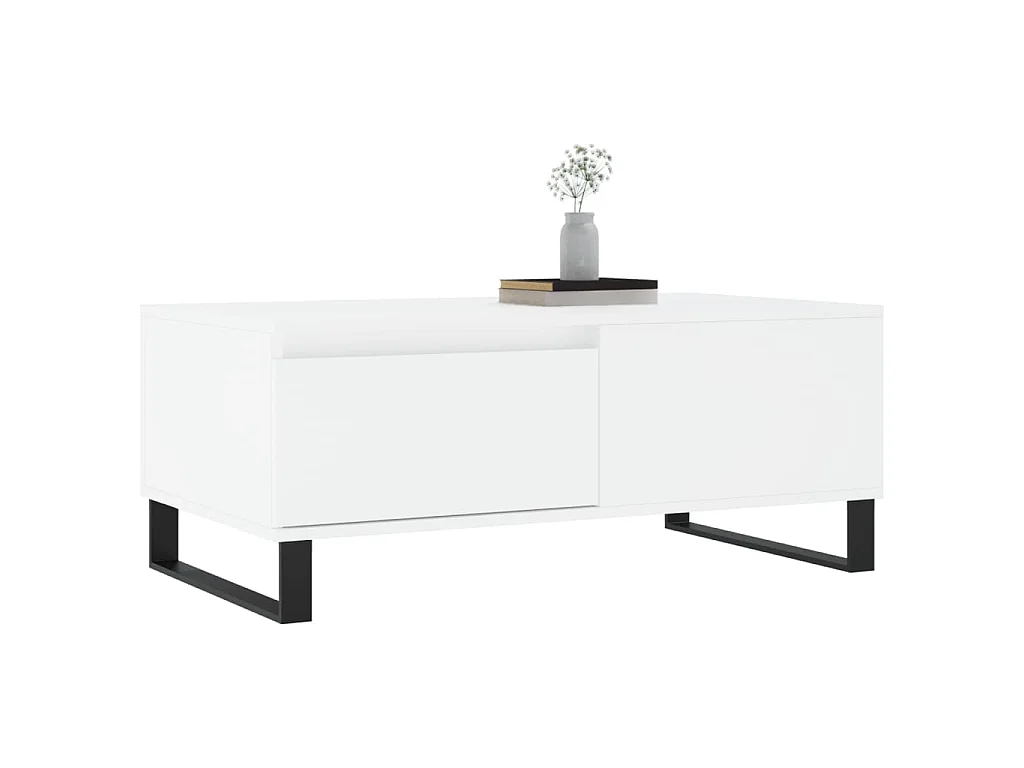 Table basse Blanc 90x50x36,5 cm Bois d'ingénierie