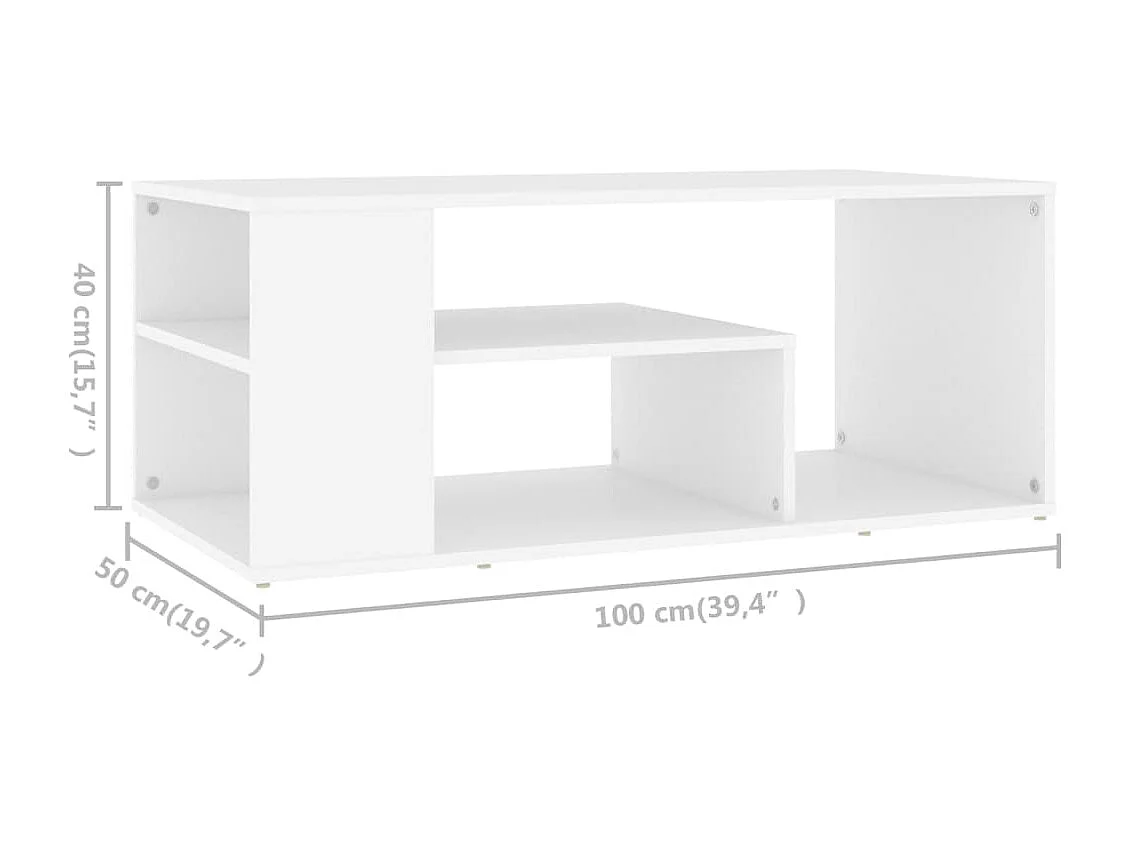 Table basse blanc 100x50x40 cm bois d'ingénierie