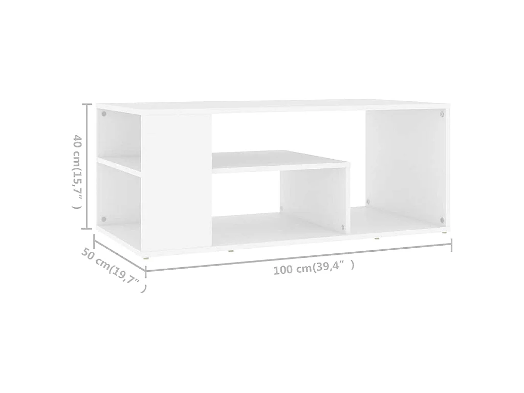 Table basse blanc 100x50x40 cm bois d'ingénierie