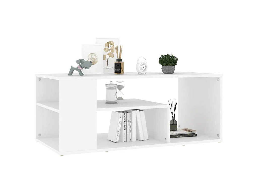 Table basse blanc 100x50x40 cm bois d'ingénierie