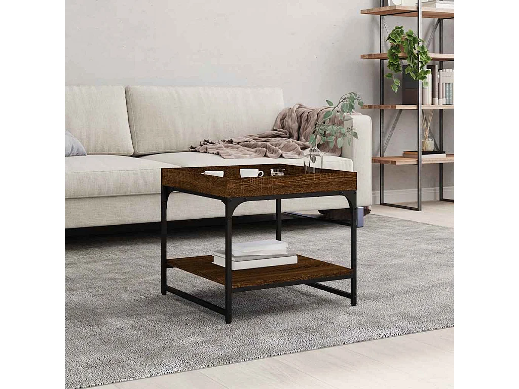 Table basse chêne marron 49,5x49,5x45 cm bois d'ingénierie