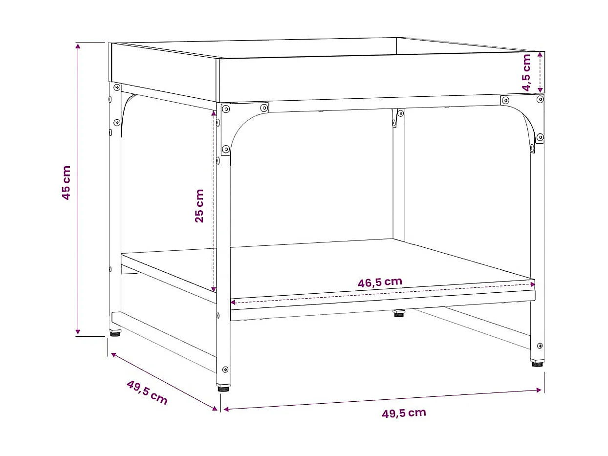 Table basse chêne marron 49,5x49,5x45 cm bois d'ingénierie