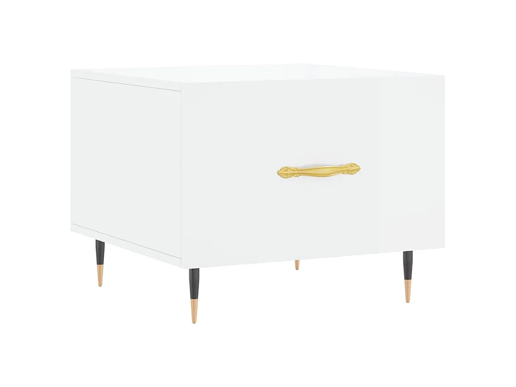 Mesa de centro madera de ingeniería brillo blanco 50x50x40 cm