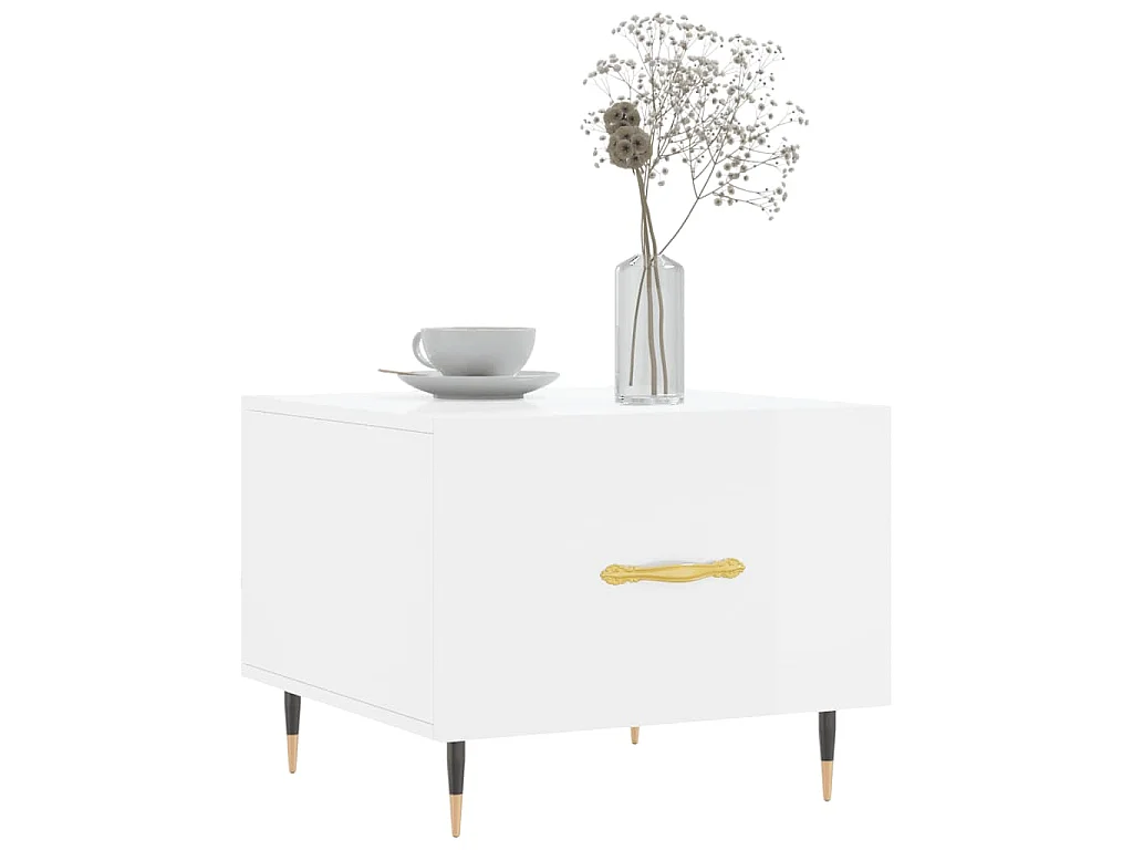 Mesa de centro madera de ingeniería brillo blanco 50x50x40 cm
