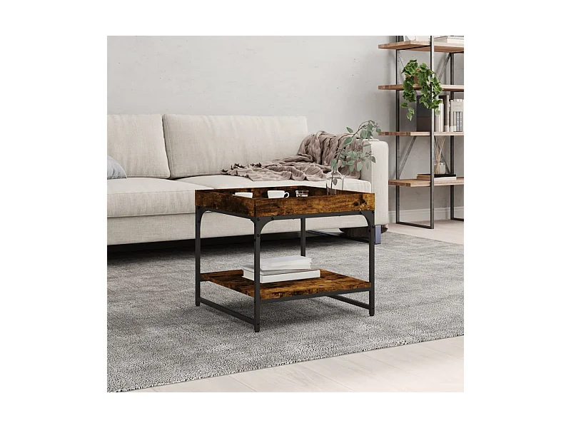 Mesa de centro madera ingeniería roble ahumado 49,5x49,5x45 cm