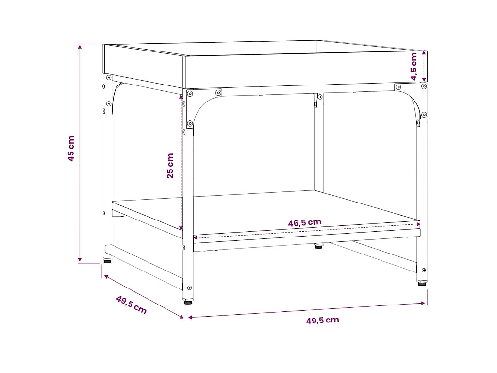 Table basse chêne fumé 49,5x49,5x45 cm bois d'ingénierie