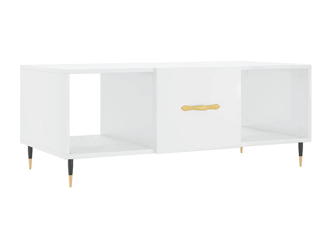 Table basse Blanc brillant 102x50x40 cm Bois d'ingénierie