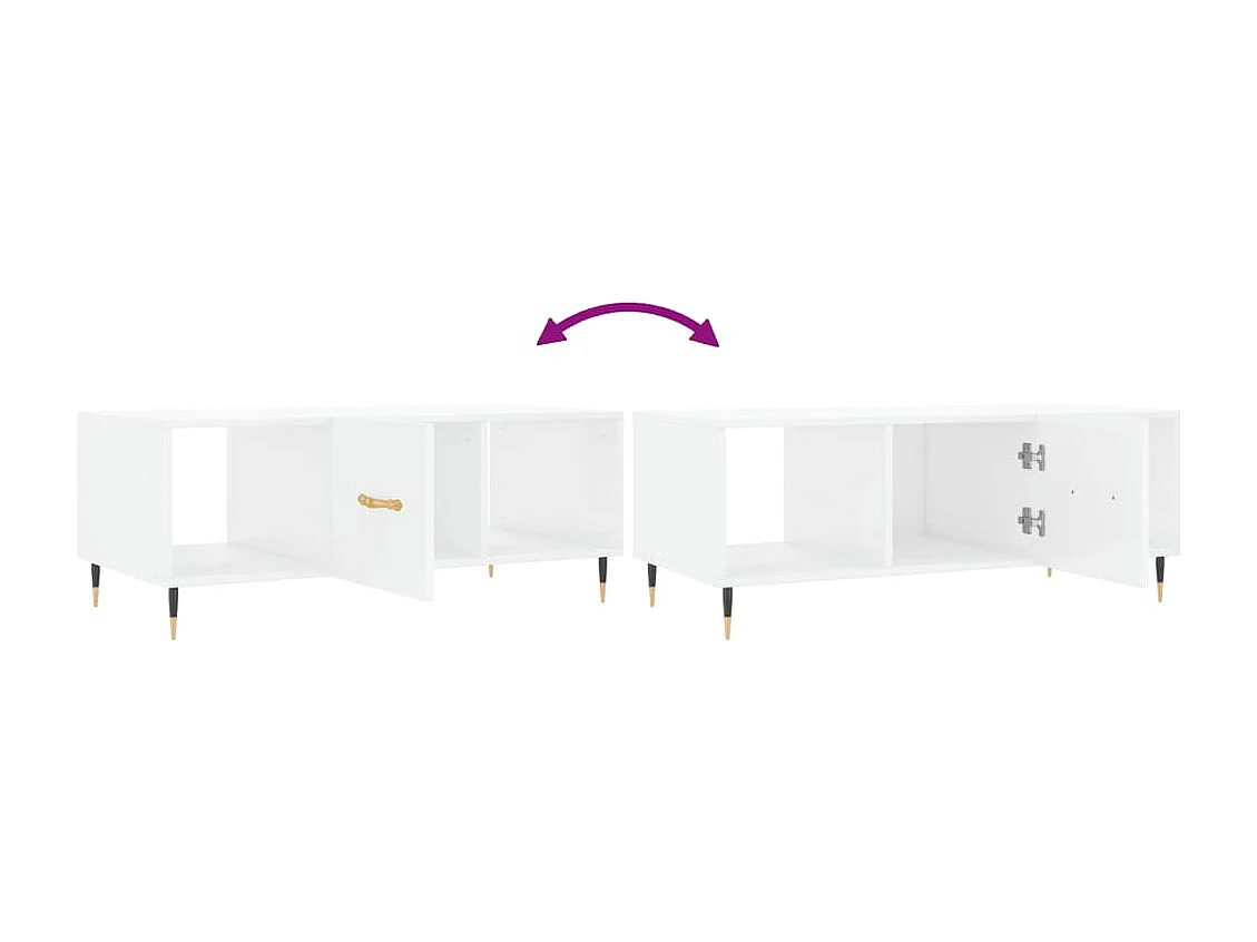 Table basse Blanc brillant 102x50x40 cm Bois d'ingénierie