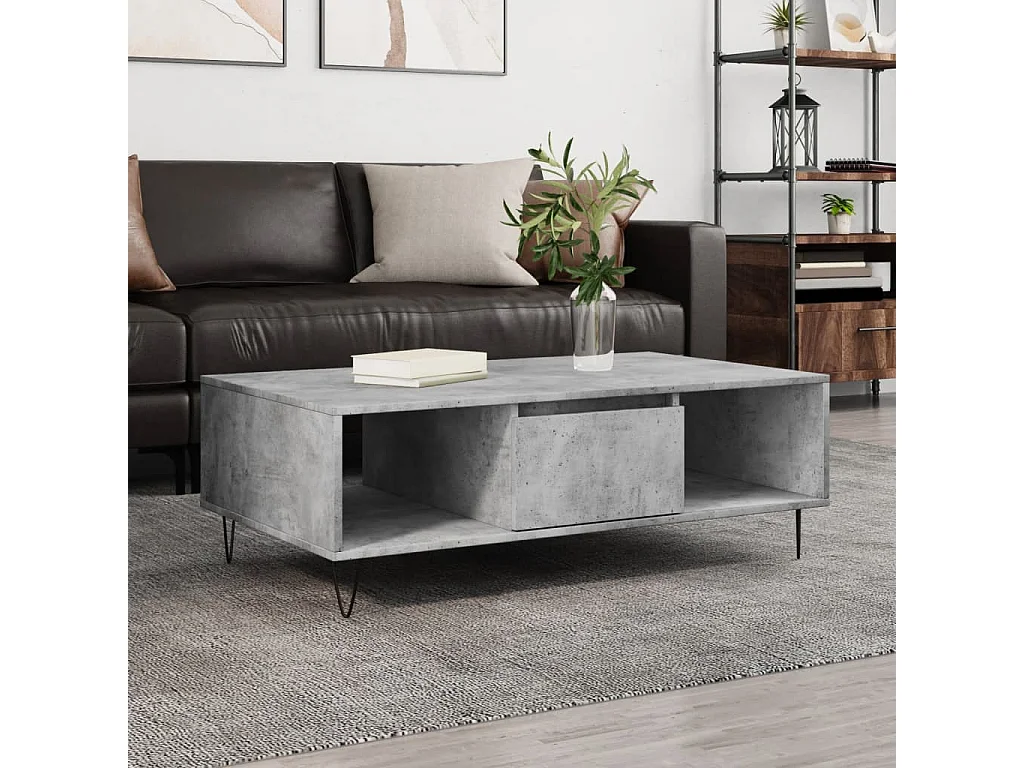 Mesa de centro 104x60x35cm derivados de madeira cinzento sonoma