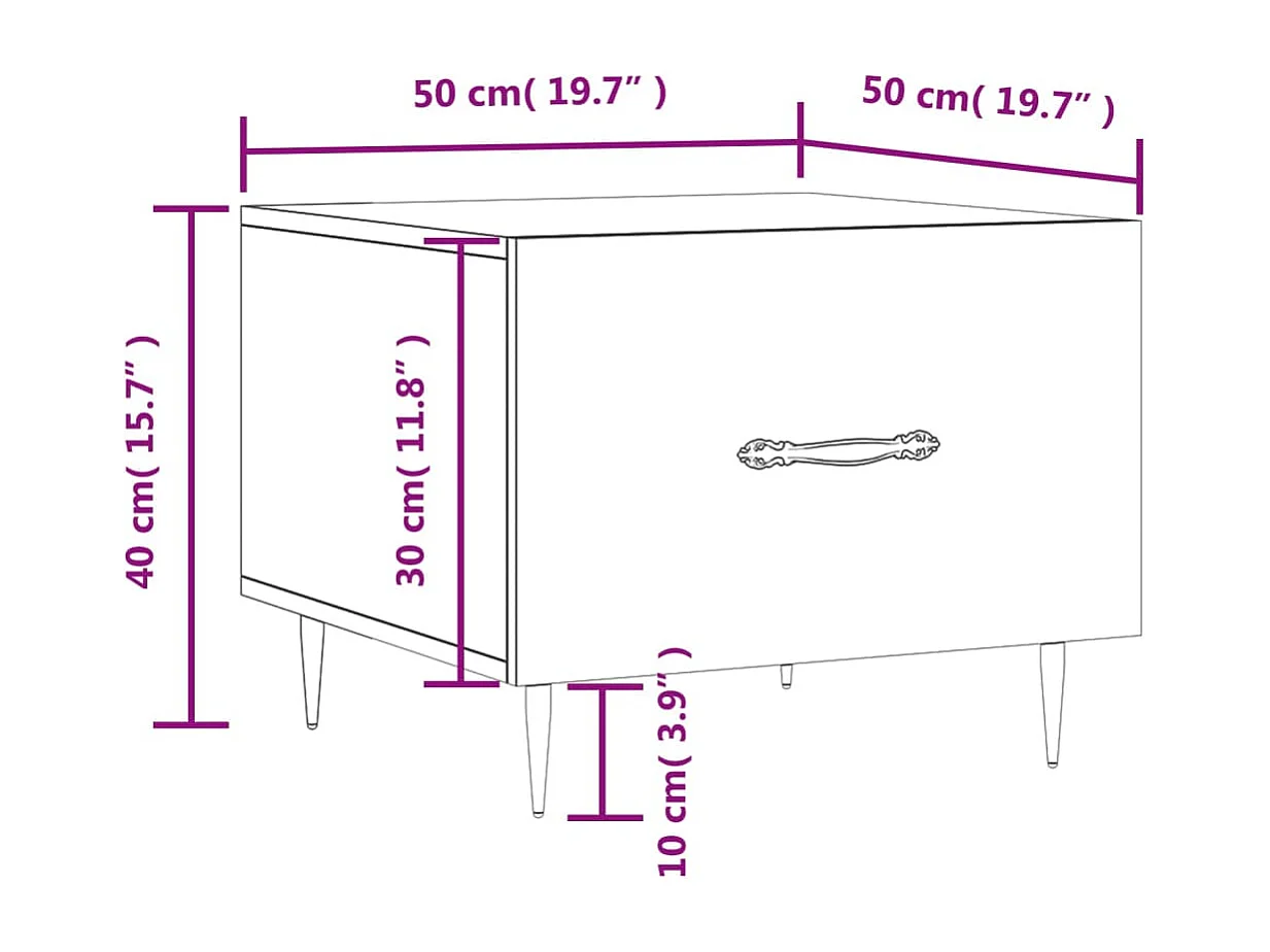Tavolino da Salotto Rovere Fumo 50x50x40 cm Legno Multistrato