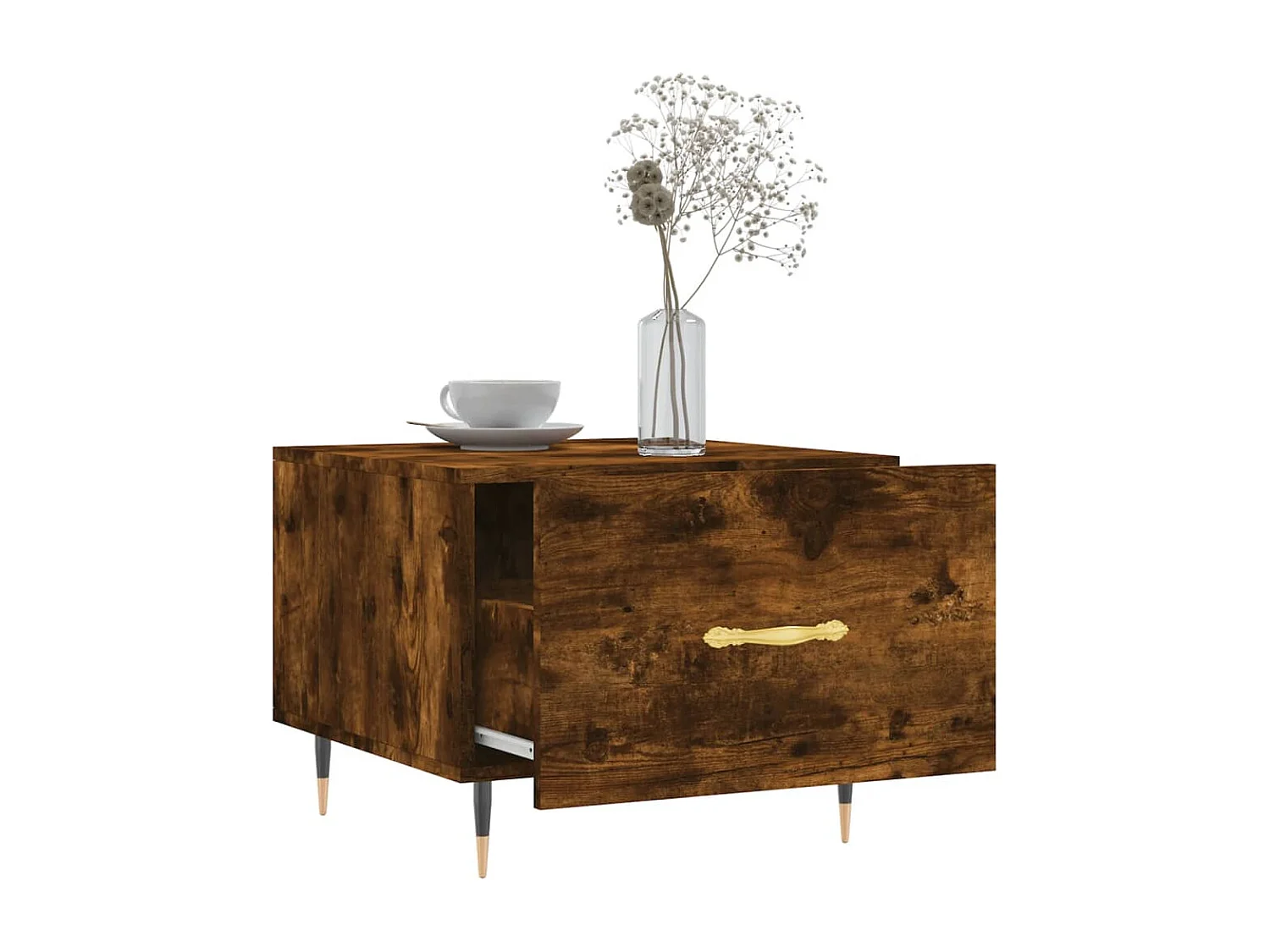 Tavolino da Salotto Rovere Fumo 50x50x40 cm Legno Multistrato