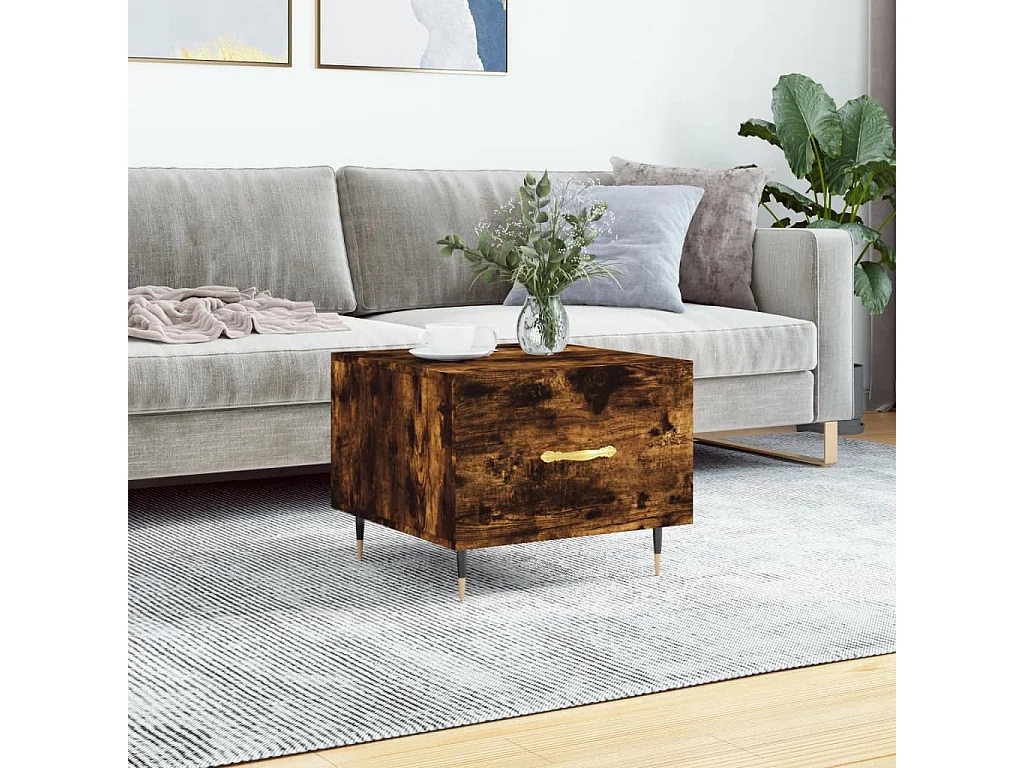 Table basse Chêne fumé 50x50x40 cm Bois d'ingénierie