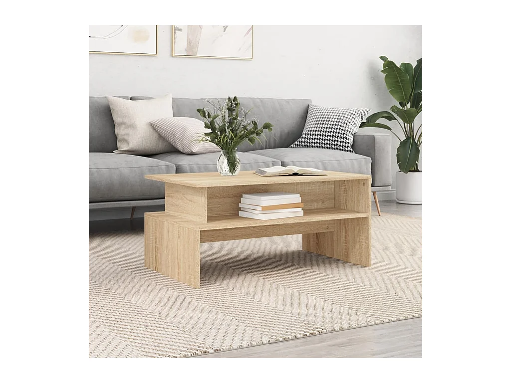 Tavolino Salotto Rovere Sonoma 90x55x42,5 cm Legno Multistrato