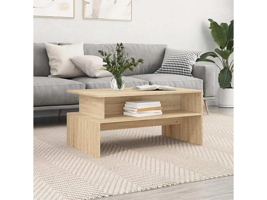 Table basse chêne sonoma 90x55x42,5 cm bois d'ingénierie