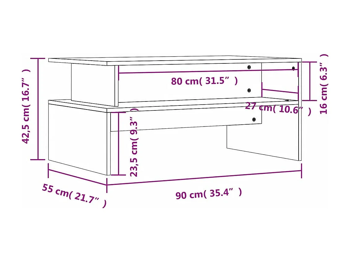 Table basse chêne sonoma 90x55x42,5 cm bois d'ingénierie