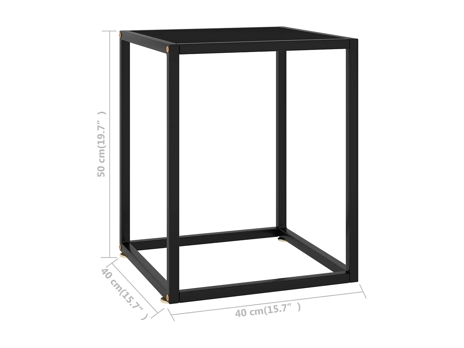 Table basse Noir avec verre noir 40x40x50 cm