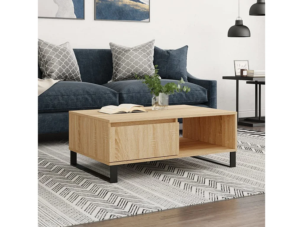 Table basse chêne sonoma 90x60x35 cm bois d'ingénierie