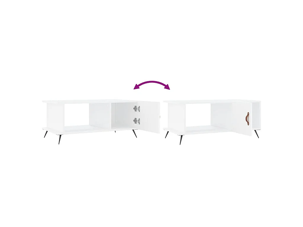 Table basse blanc 90x50x40 cm bois d'ingénierie