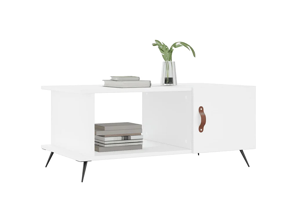 Table basse blanc 90x50x40 cm bois d'ingénierie