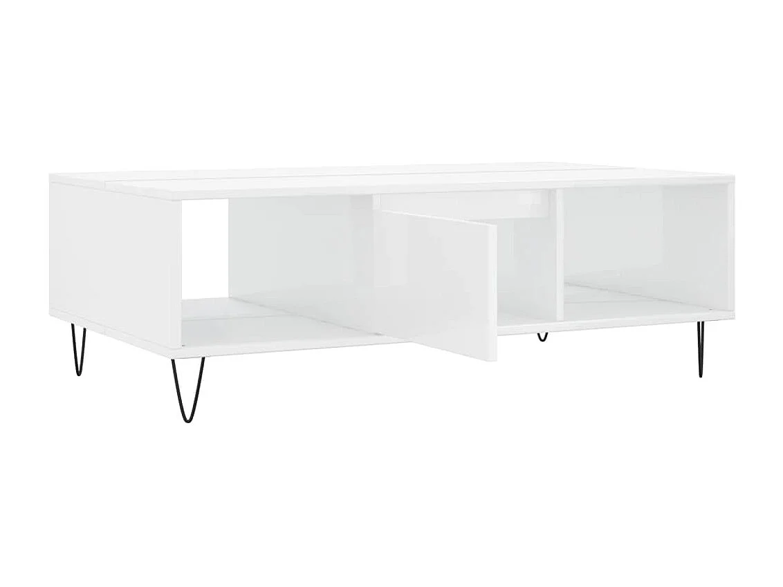 Table basse blanc brillant 104x60x35 cm bois d'ingénierie