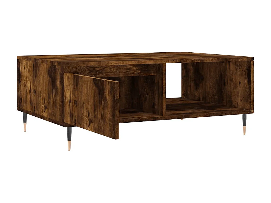 Table basse chêne fumé 90x60x35 cm bois d'ingénierie