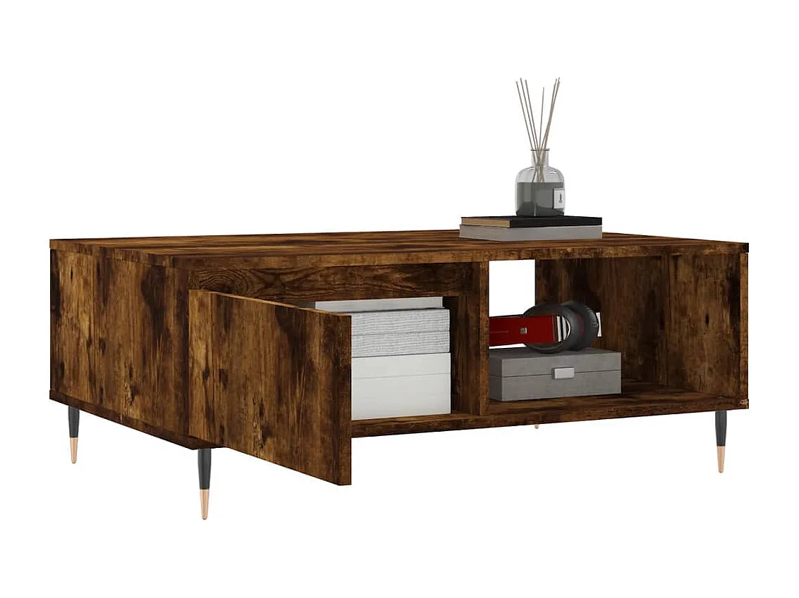 Table basse chêne fumé 90x60x35 cm bois d'ingénierie