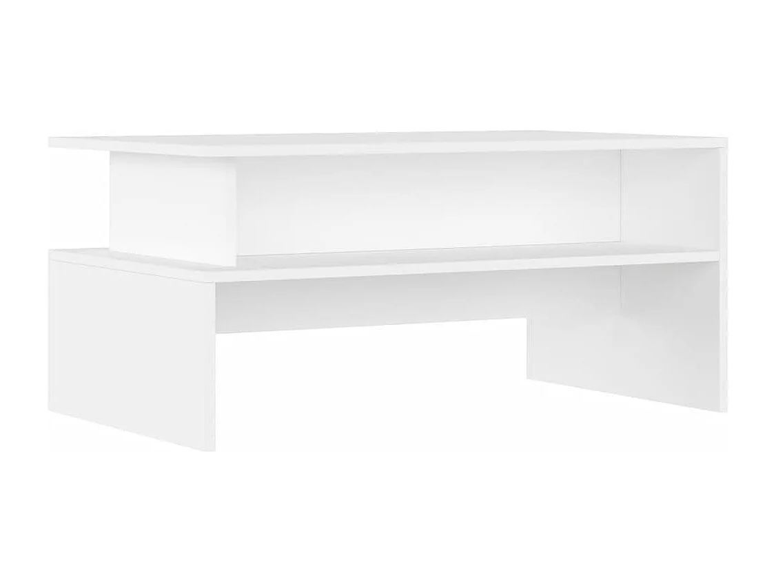 Tavolino da Salotto Bianco 90x55x42,5 cm in Legno Multistrato