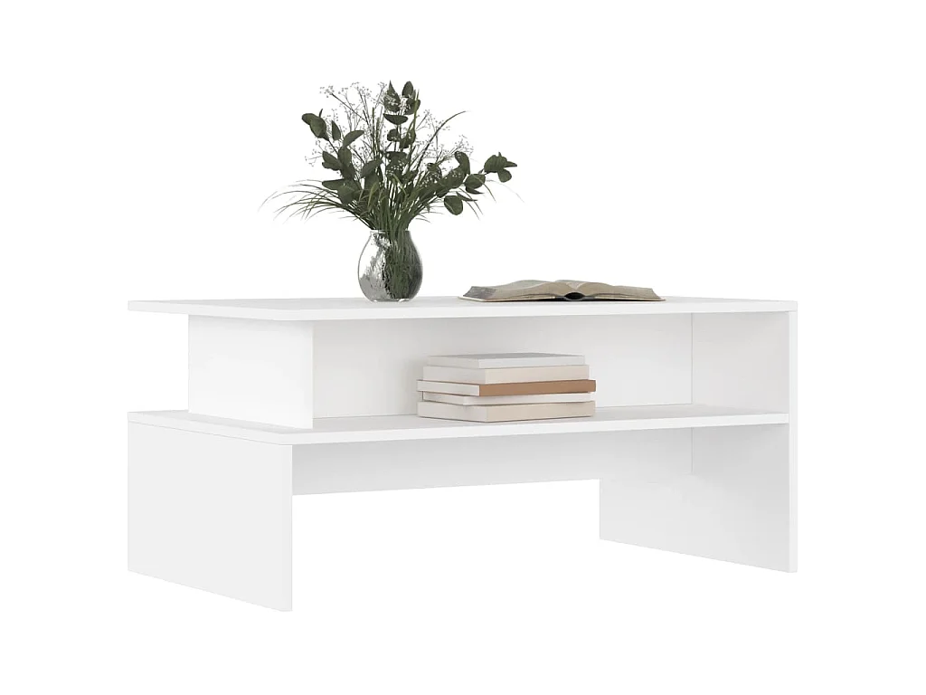 Tavolino da Salotto Bianco 90x55x42,5 cm in Legno Multistrato