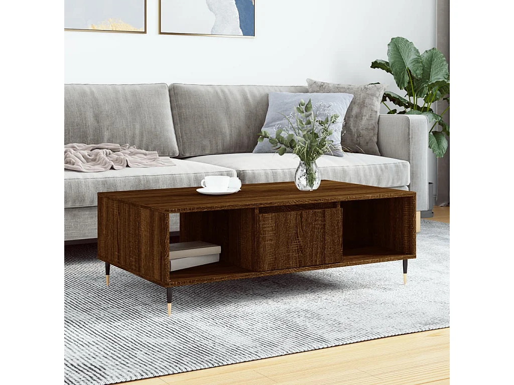 Mesa de centro 104x60x35 cm derivados madeira carvalho castanho