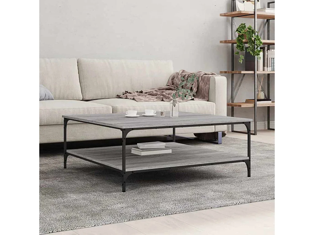 Mesa de centro 100x100x40 cm derivados de madeira cinza sonoma