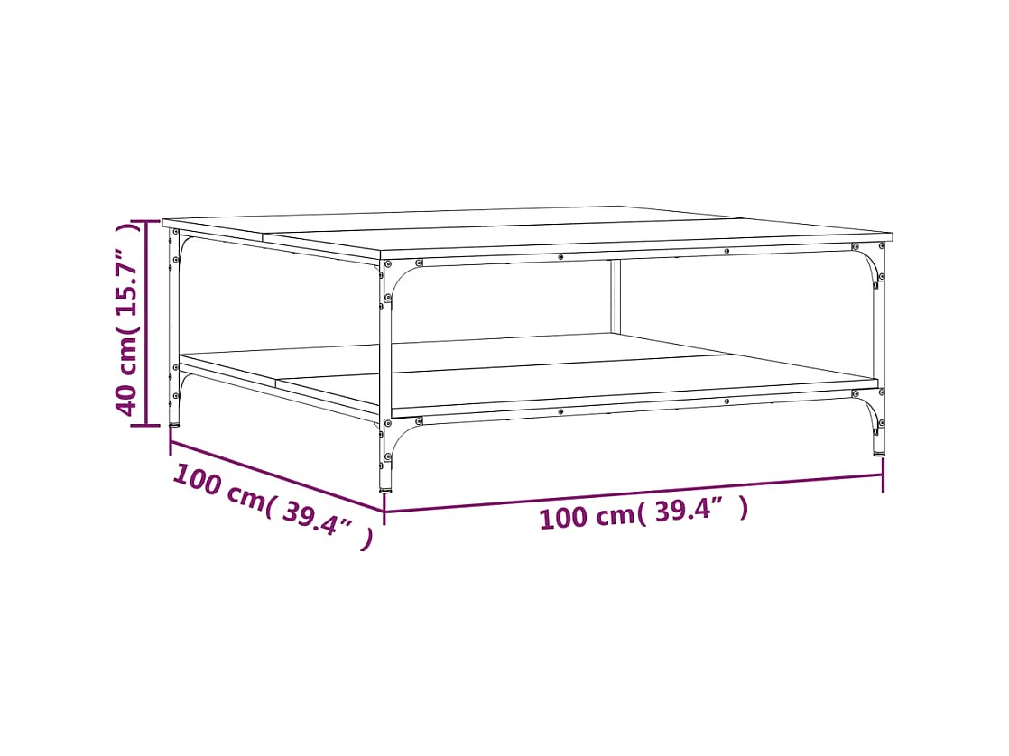 Table basse sonoma gris 100x100x40 cm bois d'ingénierie