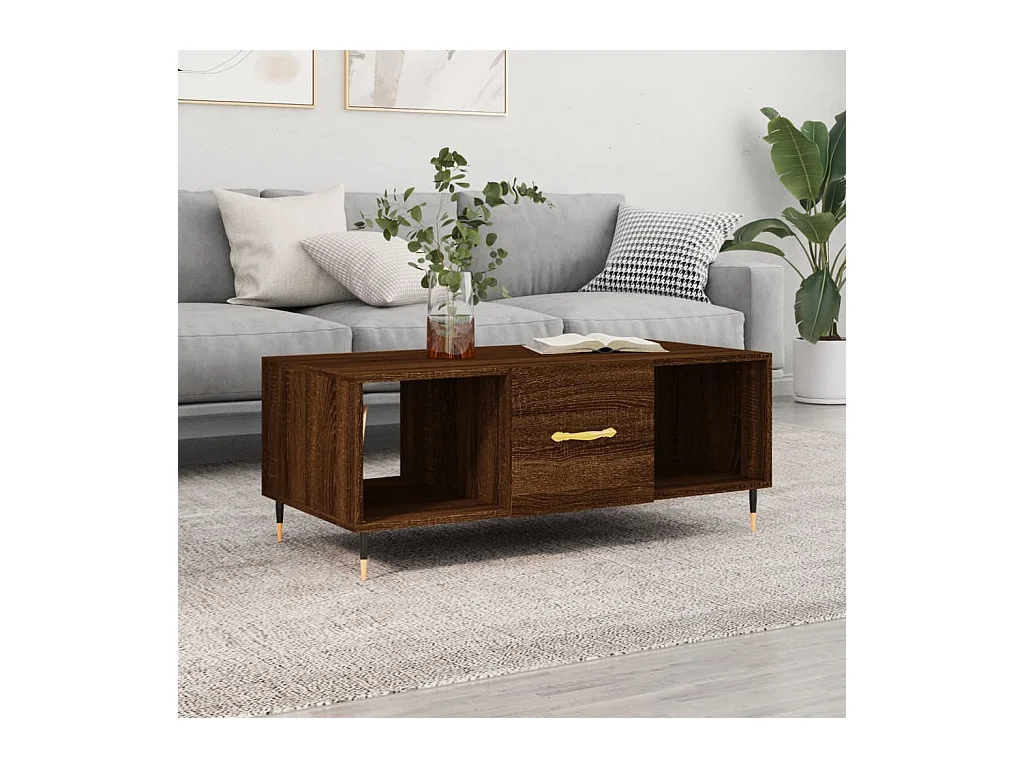 Table basse chêne marron 102x50x40 cm bois d'ingénierie