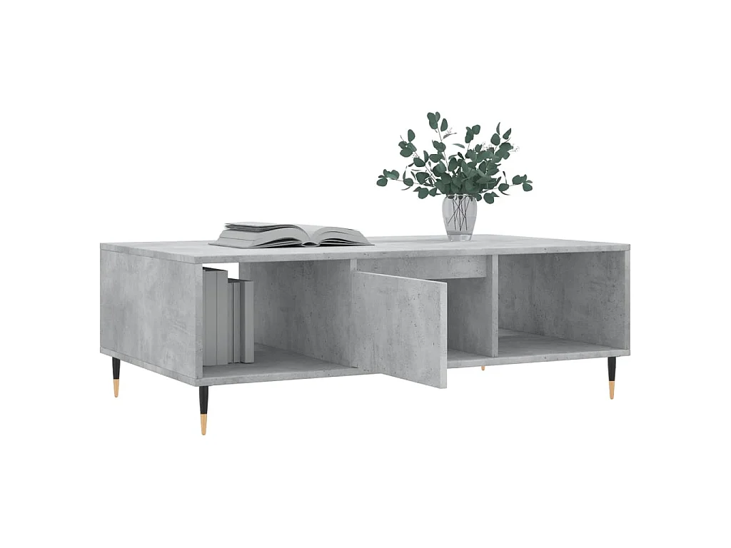 Table basse gris béton 104x60x35 cm bois d'ingénierie