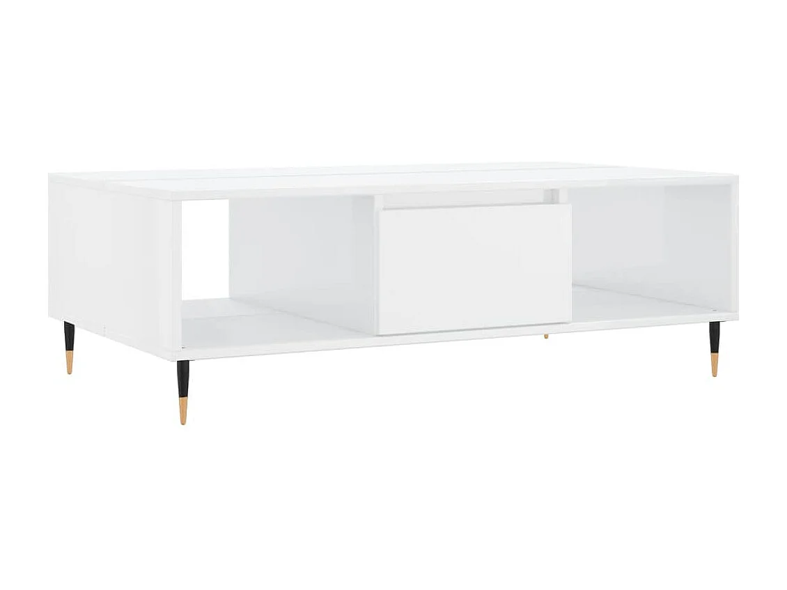 Table basse blanc brillant 104x60x35 cm bois d'ingénierie