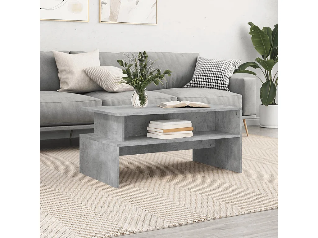 Table basse gris béton 90x55x42,5 cm bois d'ingénierie