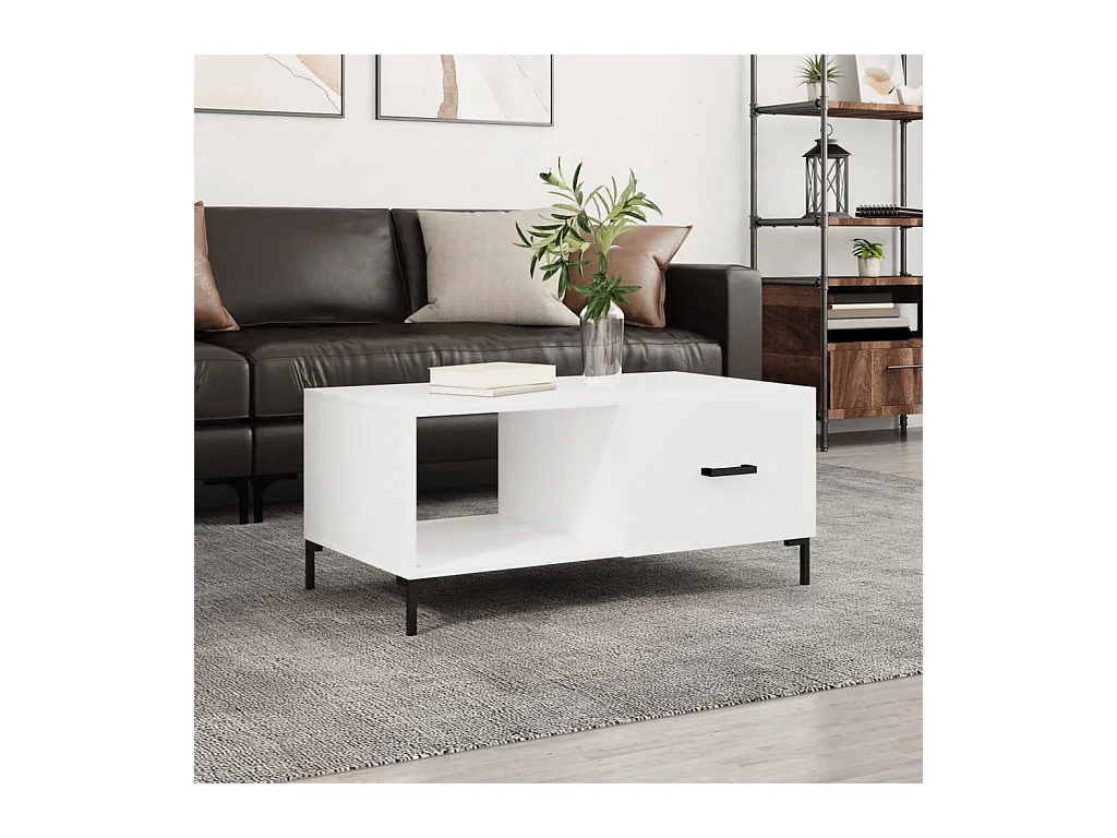 Tavolino da Salotto Bianco 90x50x40 cm in Legno Multistrato