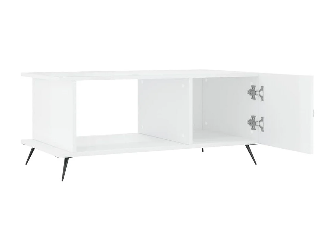 Mesa de centro madera contrachapada blanco brillo 90x50x40 cm