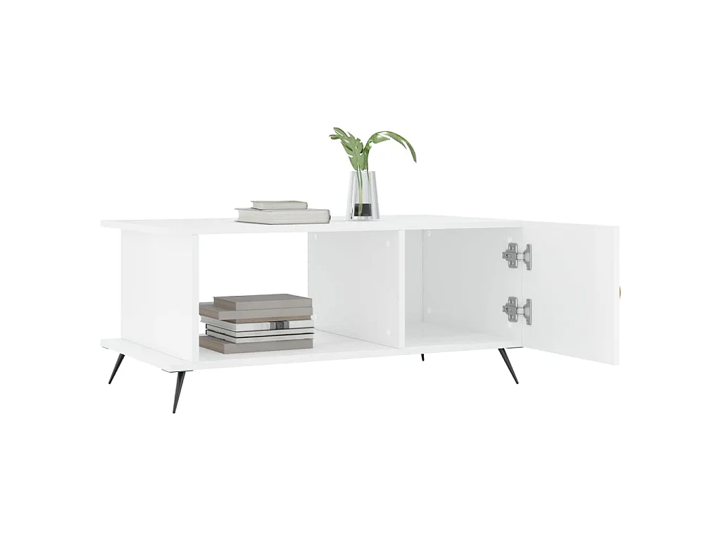 Table basse Blanc brillant 90x50x40 cm Bois d'ingénierie