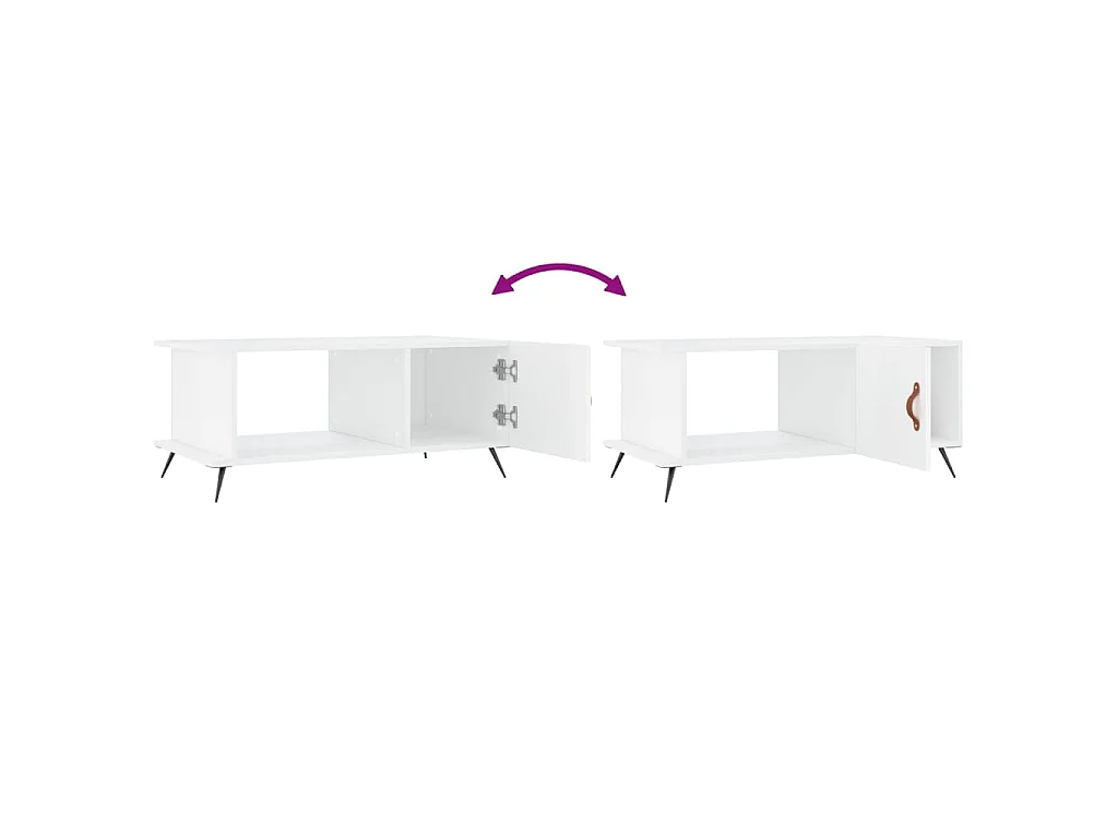 Table basse Blanc brillant 90x50x40 cm Bois d'ingénierie